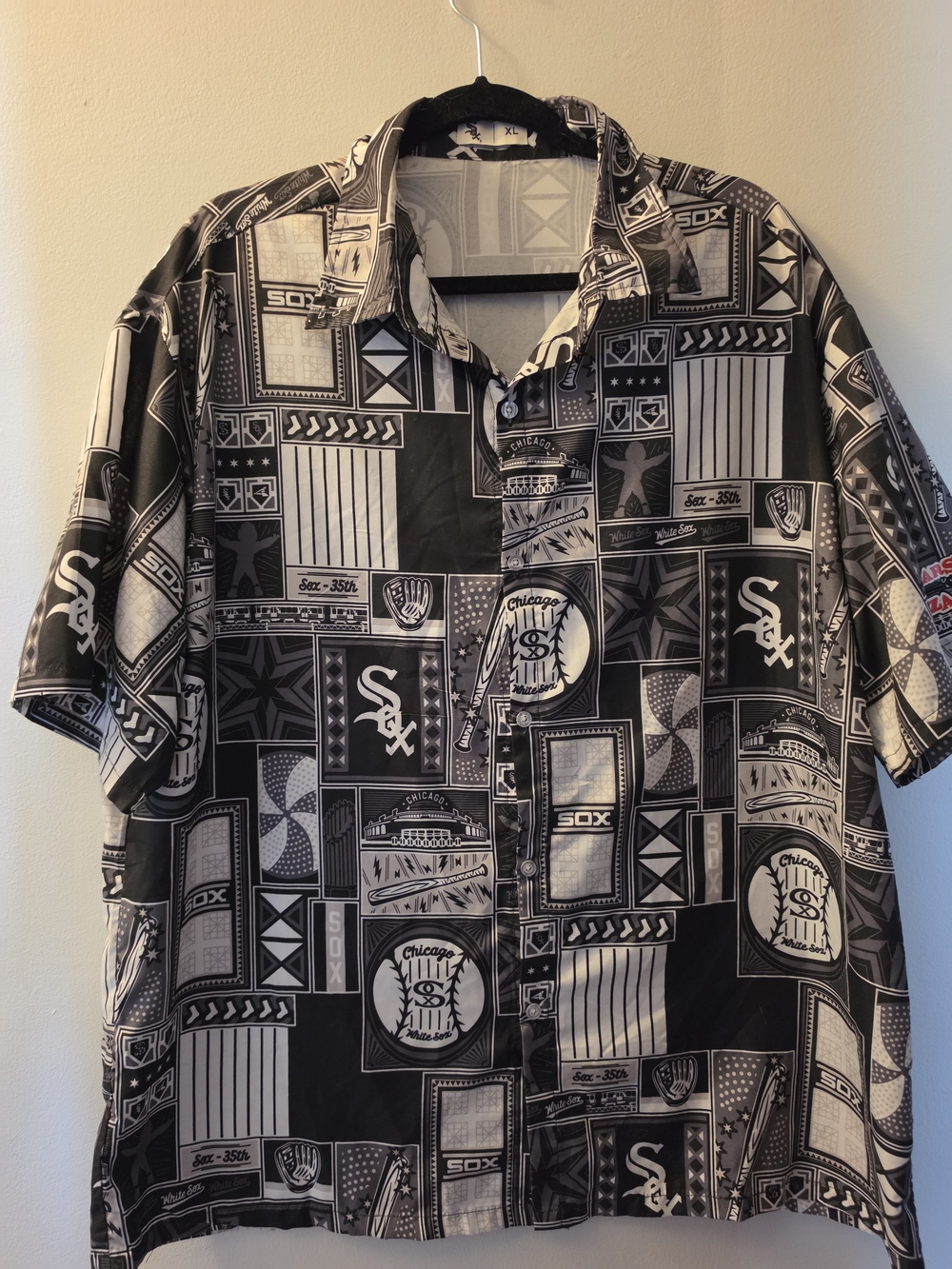 Black & White Short-Sleeve Button-Up Shirt